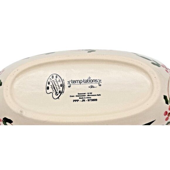 Temptations Old World Poinsettia Oval Centerpiece Baking Dish Seasonal Xmas 12oz - Picture 6 of 7